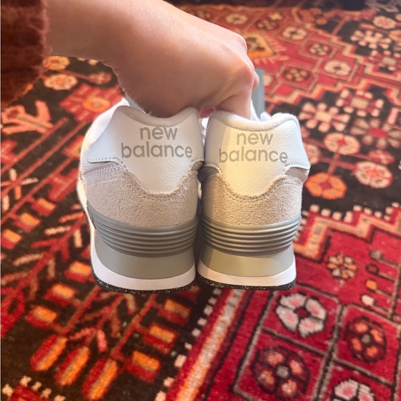 New Balance Light Gray and White 574 Core Sneakers - New In Box - Picture 4 of 7